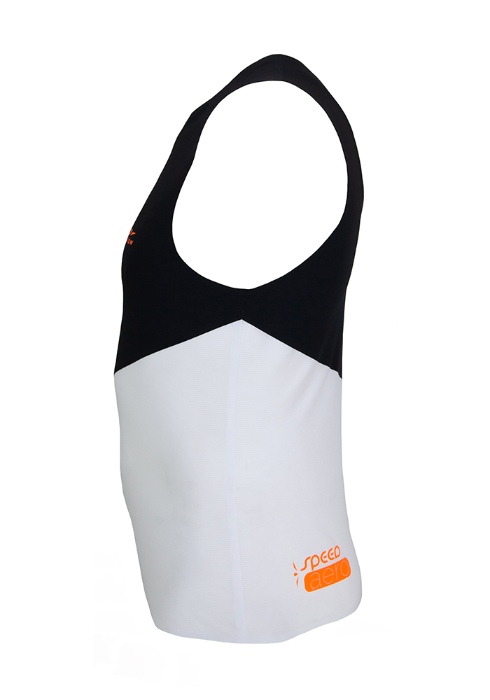 Camiseta para correr hombre de tirantes Negro/Naranja WTT3