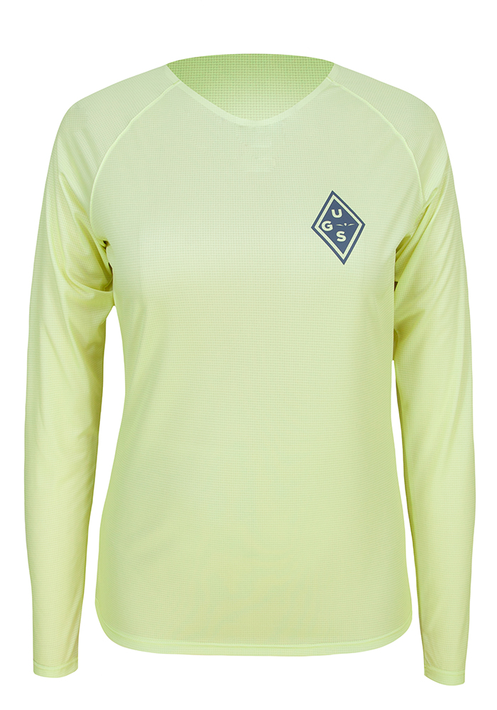 camiseta running de manga larga mujer ugs amarillo/azul