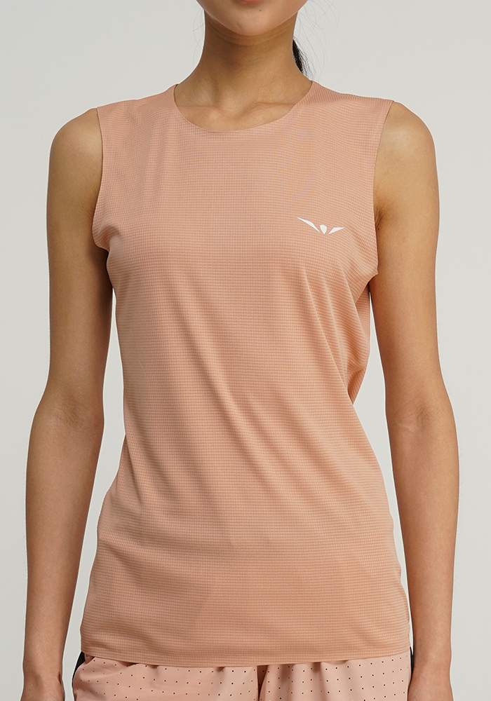 camiseta running fresquita y ligera para mujer de tirantes, uglow coral