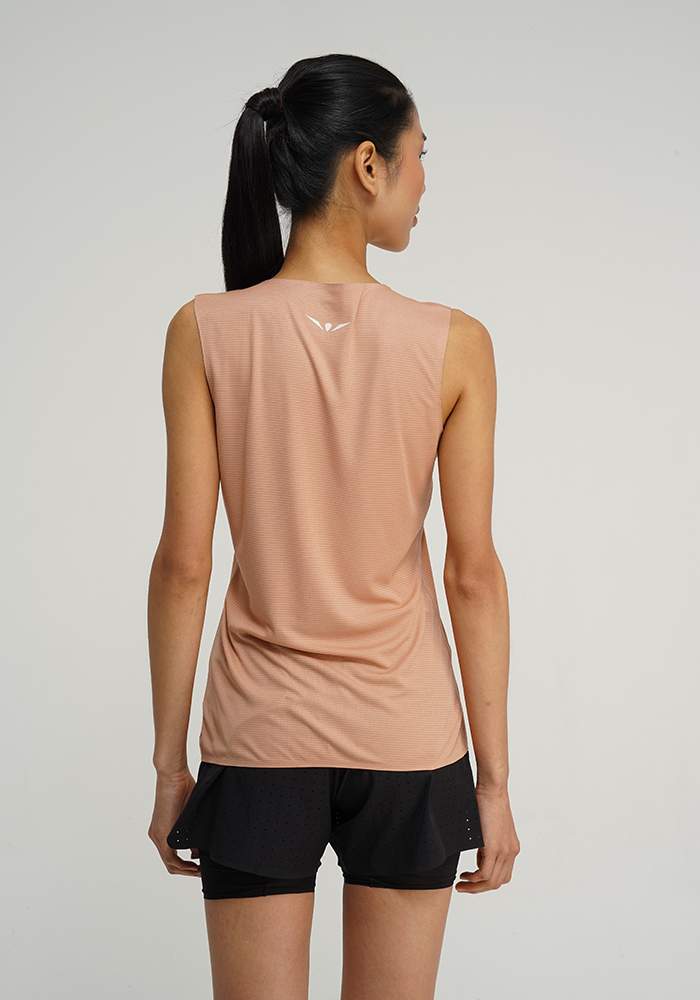 camiseta running fresquita y ligera para mujer de tirantes, uglow coral