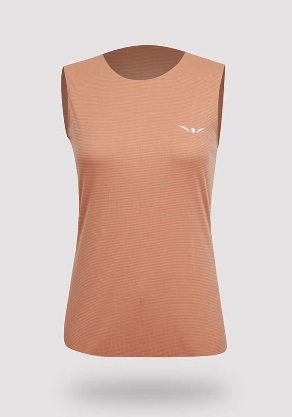 camiseta running fresquita y ligera para mujer de tirantes, uglow coral