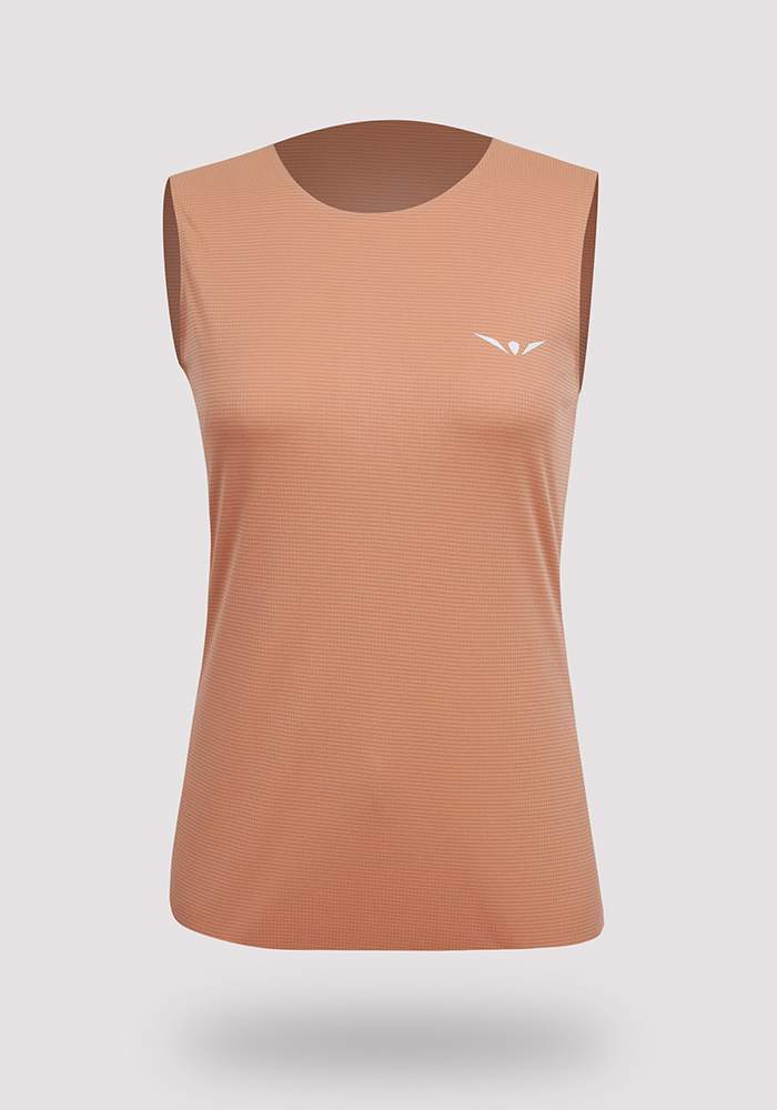 camiseta running fresquita y ligera para mujer de tirantes, uglow coral