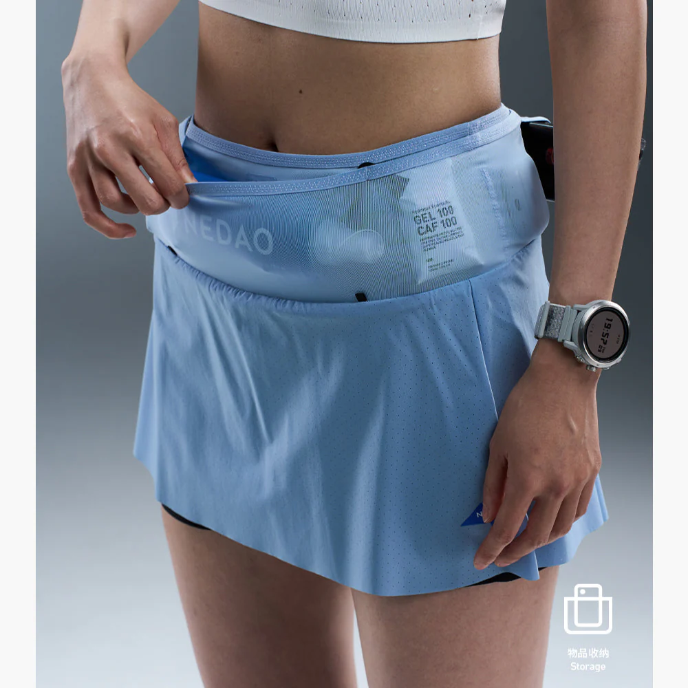 faldilla con cinturón nedao negra/azul